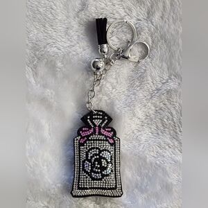 Rhinestone Perfume Bottle Keychain Bag Charm
